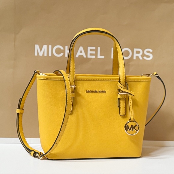 Michael Kors Jet Set Travel XS Tote Shoulder Bag Yellow Citrus - Picture 3 of 15
